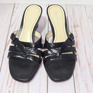 Vintage Etienne Aigner Slip On Black Wedge Sandals Size 7.5M